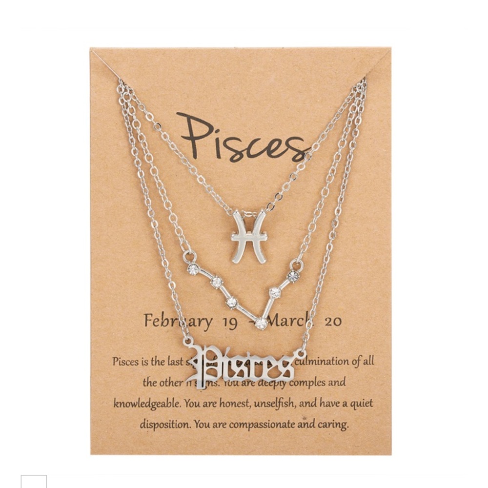 3 pcs Pisces Zodiac Minimalist layered necklace